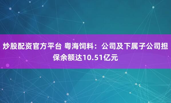 炒股配资官方平台 粤海饲料：公司及下属子公司担保余额达10.51亿元